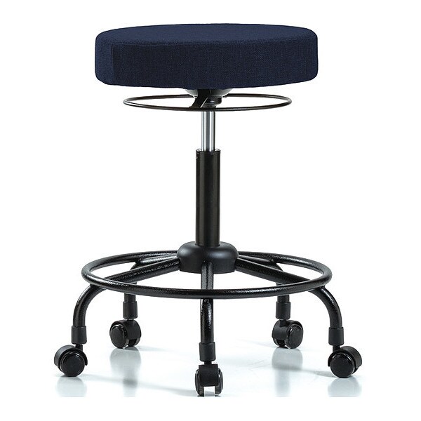 Blue Ridge Ergonomics Bench Stool, Med, Fabric, RT, Casters, Nav - BR-FMBSO-RT-RC-F45