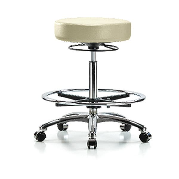 Blue Ridge Ergonomics Bench Stool, Hi, Chrm, Vin, CF, Castrs, Wht - BR-VHBSO-CR-CF-CC-8501