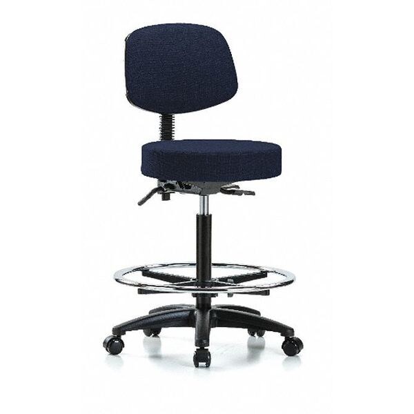 Blue Ridge Ergonomics Bench Stool, Hi, Fab, Bk, Tilt, CF, Cast, Nav - BR-FHBST-RG-T1-CF-RC-F45