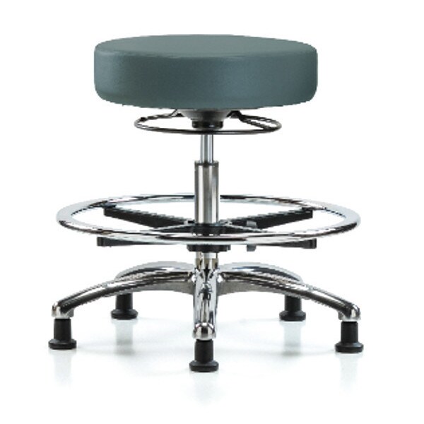 Zoro Select Bench Stool, Med, Vin, Chrm, CF, Glides, Blu - BR-VMBSO-CR-CF-RG-8546