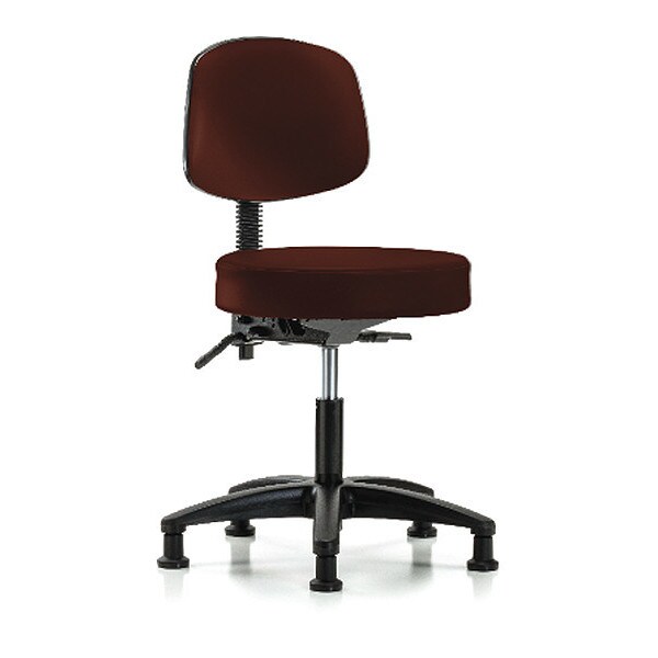 Blue Ridge Ergonomics Desk Stool, Vinyl, Bk, Glides, Burg - BR-VDHST-RG-T0-RG-8569