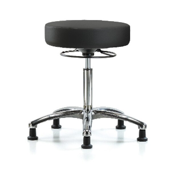 Zoro Select Bench Stool, Med, Chrom, Vinyl, Glides, BLK - BR-VMBSO-CR-NF-RG-8540