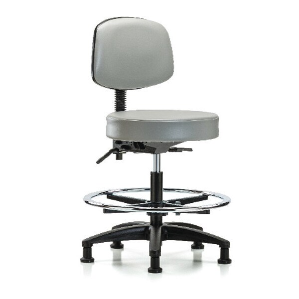 Blue Ridge Ergonomics Bench Stool, Med, Vinyl, Bk, CF, Glides, Dov - BR-VMBST-RG-T0-CF-RG-8567