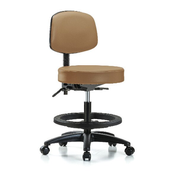 Blue Ridge Ergonomics Bench Stool, Med, Vin, Bk, BF, Cast, Taupe, Caster Type: Rolling - BR-VMBST-RG-T0-BF-RC-8584