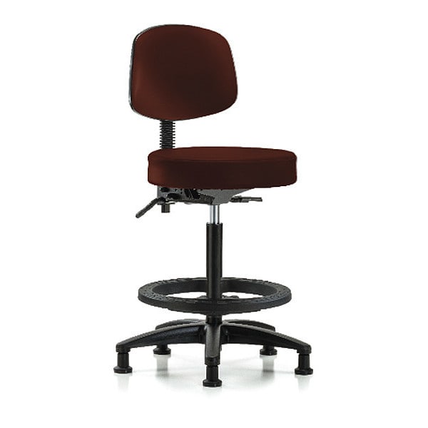 Blue Ridge Ergonomics Bench Stool, Hi, Vinl, Bk, Tilt, BF, Gld, Burg - BR-VHBST-RG-T1-BF-RG-8569