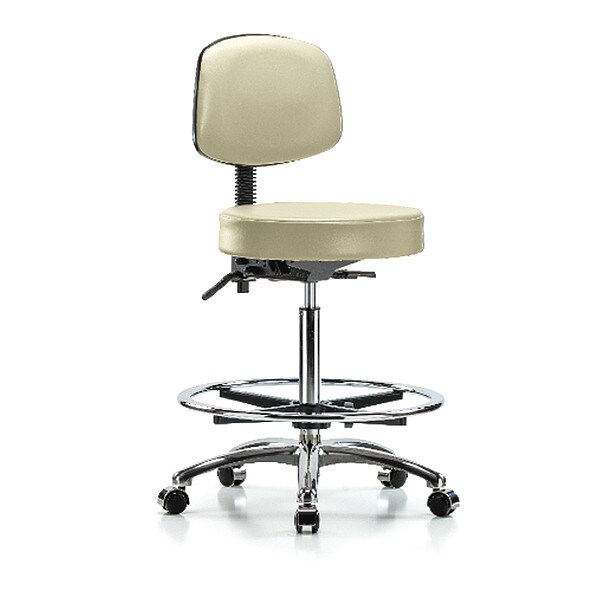 Blue Ridge Ergonomics Bench Stool, Hi, Vin, Bk, Chrome, CF, Cast, Wht - BR-VHBST-CR-T0-CF-CC-8501