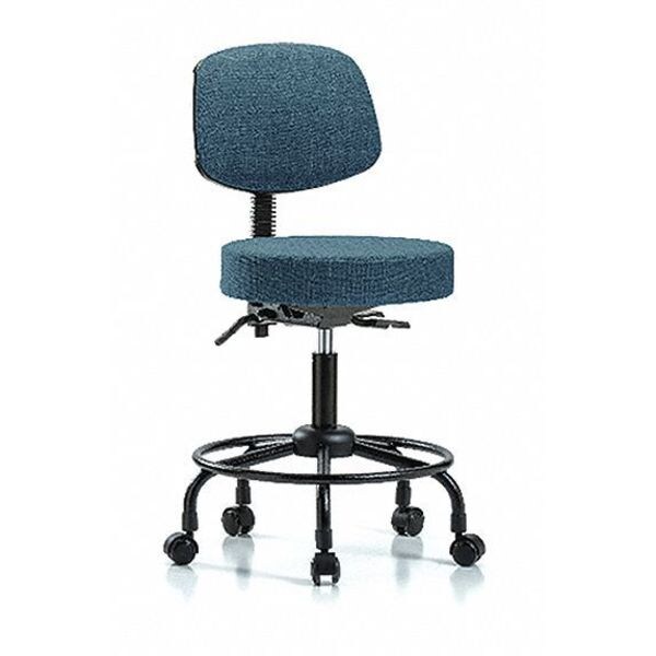 Blue Ridge Ergonomics Ben Stool, Med, Fab, Bk, RT, Tilt, Cast, Blu - BR-FMBST-RT-T1-RC-F43