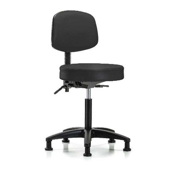 Blue Ridge Ergonomics Bench Stool, Med, Vinyl, Bk, Glides, BLK - BR-VMBST-RG-T0-NF-RG-8540