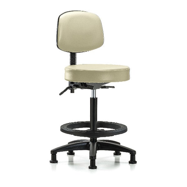 Blue Ridge Ergonomics Bench Stool, Hi, Vinl, Bk, Tilt, BF, Gld, Wht - BR-VHBST-RG-T1-BF-RG-8501