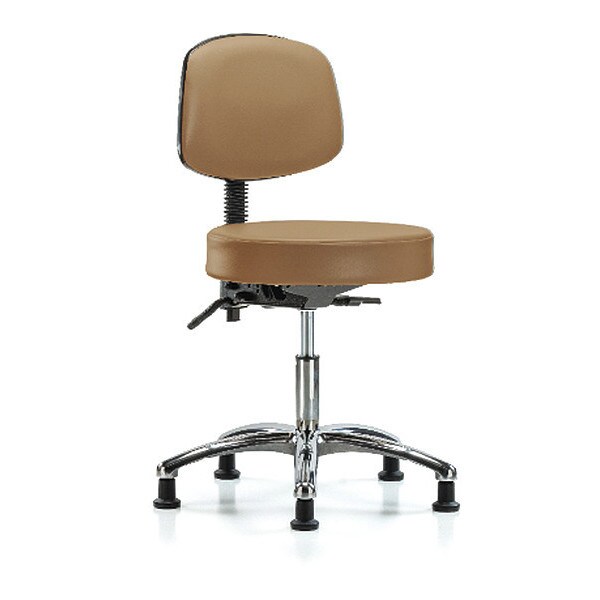 Blue Ridge Ergonomics Desk Stool, Vinyl, Bk, Chrome, Glides, Taupe - BR-VDHST-CR-T0-RG-8584