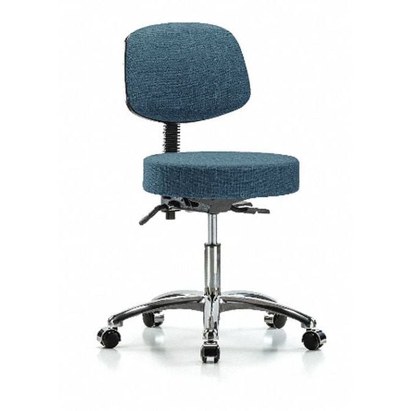 Blue Ridge Ergonomics Desk Stool, Fabric, Bk Chrome, Casters, Blu - BR-FDHST-CR-T0-CC-F43