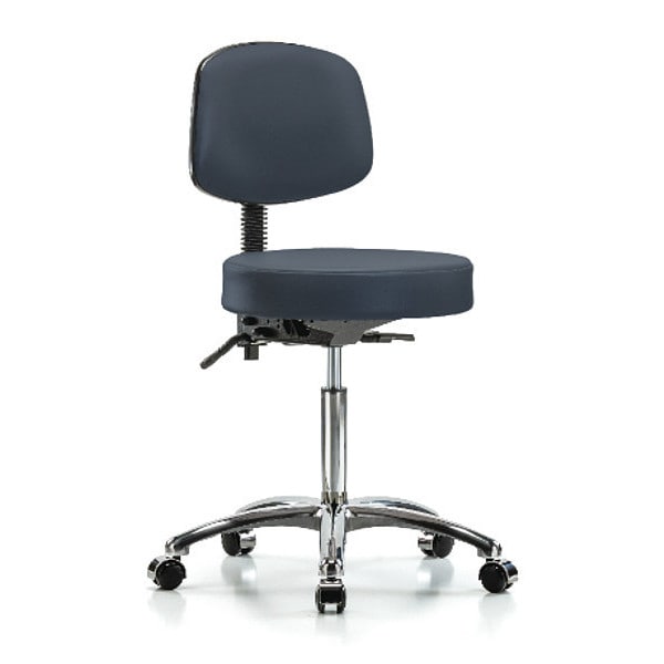 Blue Ridge Ergonomics Bench Stool, Med, Vin, Bk Chrome, Cast, Nav - BR-VMBST-CR-T0-NF-CC-8582