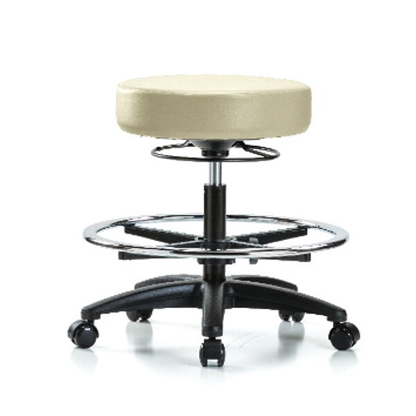 Blue Ridge Ergonomics Bench Stool, Med, Vinyl, CF, Casters, Wht - BR-VMBSO-RG-CF-RC-8501