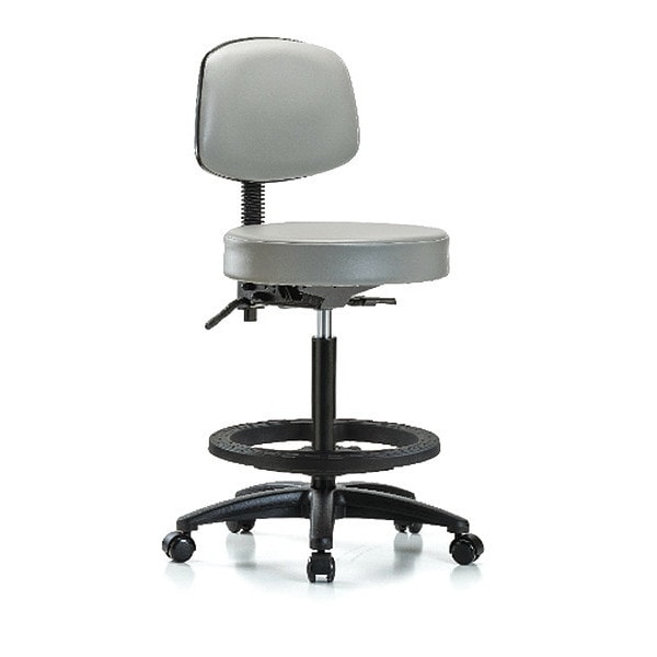 Blue Ridge Ergonomics Bench Stool, Hi, Vinyl, Bk, BF, Casters, Dov - BR-VHBST-RG-T0-BF-RC-8567