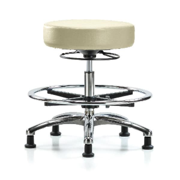 Blue Ridge Ergonomics Bench Stool, Med, Vin, Chrm, CF, Glides, Wht - BR-VMBSO-CR-CF-RG-8501
