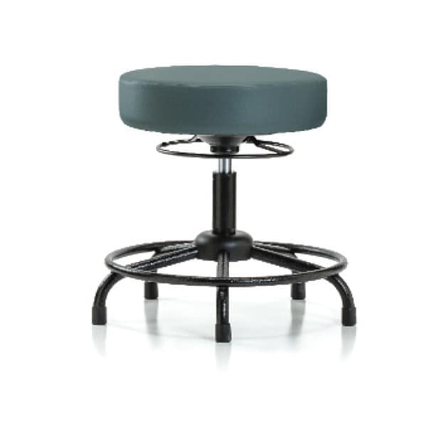 Blue Ridge Ergonomics Bench Stool, Med, Vinyl, RT, Glides, Blu - BR-VMBSO-RT-RG-8546