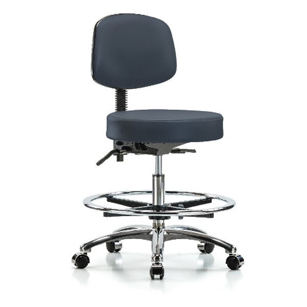 Blue Ridge Ergonomics Bench Stool, Med, Vin, Bk, Chrm, Cast, Nav - BR-VMBST-CR-T0-CF-CC-8582