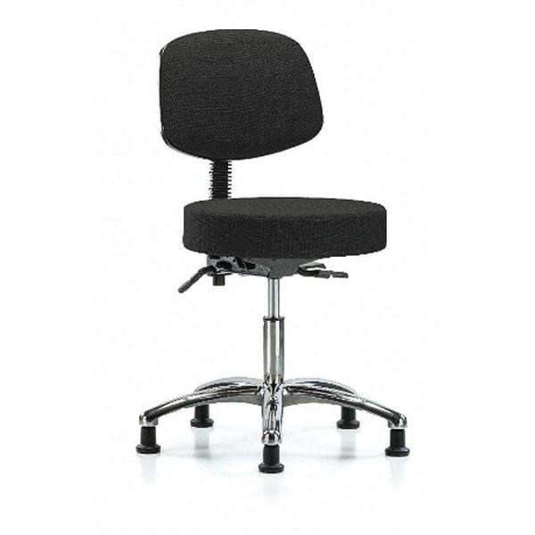 Blue Ridge Ergonomics Desk Stool, Fabric, Bk Chrome, Glides, Blk - BR-FDHST-CR-T0-RG-F42