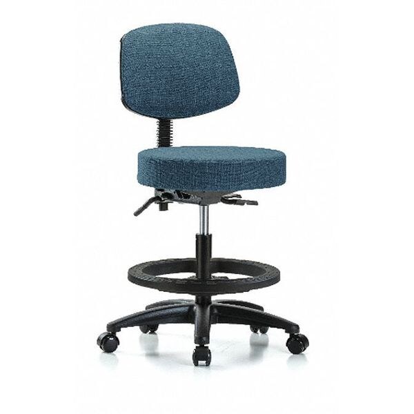 Blue Ridge Ergonomics Bech Stool, Med, Fab, Bk, Tilt, BF, Cast, Blu - BR-FMBST-RG-T1-BF-RC-F43