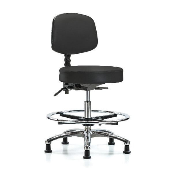 Blue Ridge Ergonomics Ben Stool, Med, Vin, Bk Chrome, CF, Gld, BLK - BR-VMBST-CR-T0-CF-RG-8540