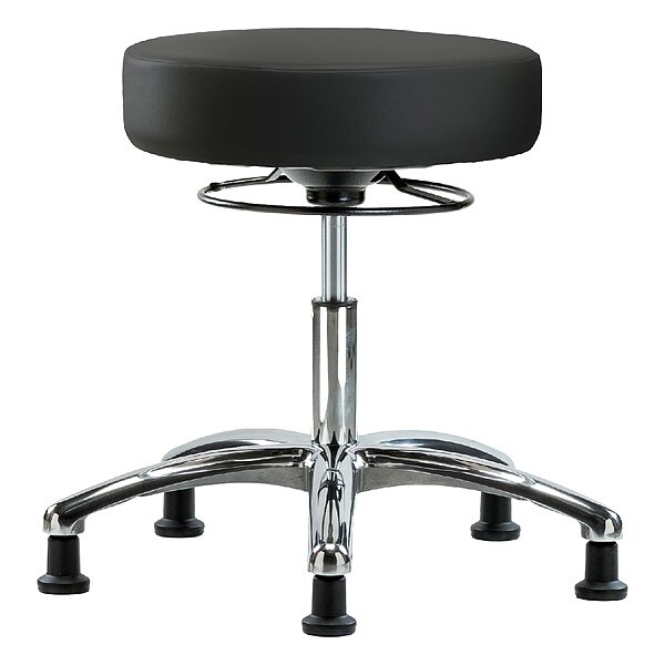 Zoro Select Desk Stool, Vinyl, Chrome, Glides, BLK - BR-VDHSO-CR-RG-8540