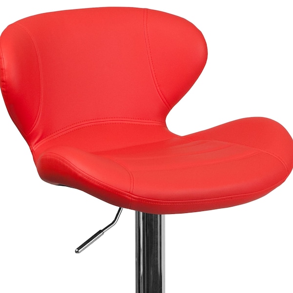 Flash Furniture Red Vinyl Barstool, Adj Height, Backrest: Curved - CH-321-RED-GG
