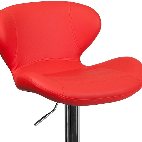 Flash Furniture Red Vinyl Barstool, Adj Height, Backrest: Curved - CH-321-RED-GG