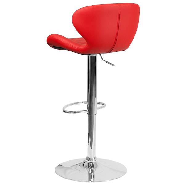 Flash Furniture Red Vinyl Barstool, Adj Height, Backrest: Curved - CH-321-RED-GG