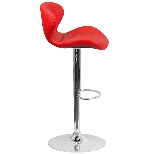 Flash Furniture Red Vinyl Barstool, Adj Height, Backrest: Curved - CH-321-RED-GG