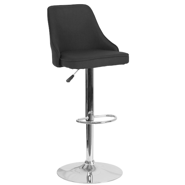 Flash Furniture Chair, Trieste, Adj Barstool, Black Fabric - DS-8121A-BLK-F-GG