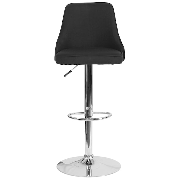 Flash Furniture Chair, Trieste, Adj Barstool, Black Fabric - DS-8121A-BLK-F-GG