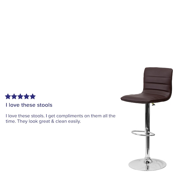 Flash Furniture Brown Vinyl Barstool, Adj Height - CH-92023-1-BRN-GG