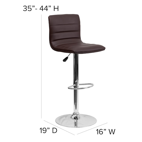Flash Furniture Brown Vinyl Barstool, Adj Height - CH-92023-1-BRN-GG