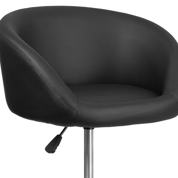Flash Furniture Black Vinyl Barstool, Adj Height, Backrest: Barrel Back - CH-TC3-1066L-BK-GG