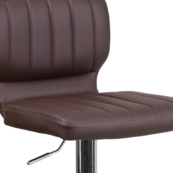 Flash Furniture Brown Vinyl Barstool, Adj Height, Frame Material: Metal - CH-132330-BRN-GG