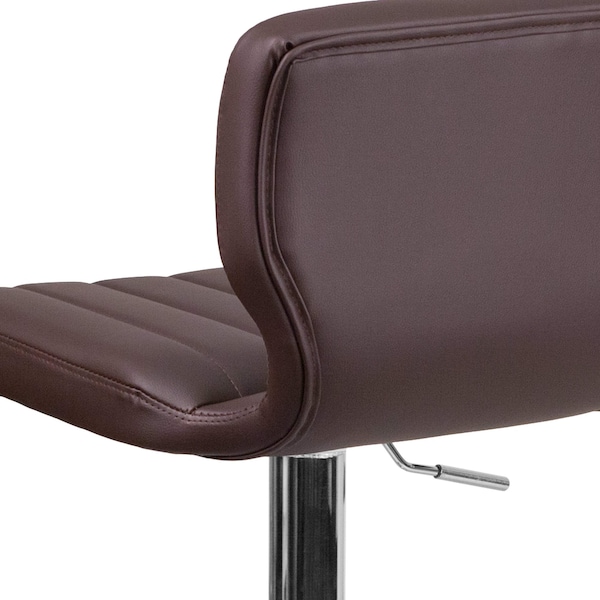 Flash Furniture Brown Vinyl Barstool, Adj Height, Frame Material: Metal - CH-132330-BRN-GG