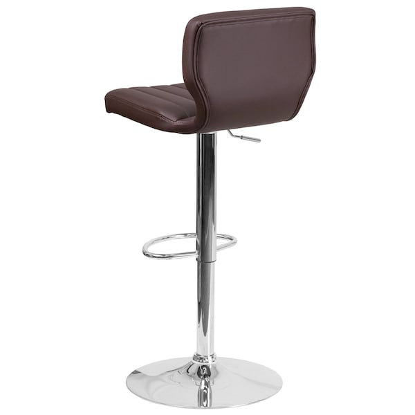 Flash Furniture Brown Vinyl Barstool, Adj Height, Frame Material: Metal - CH-132330-BRN-GG
