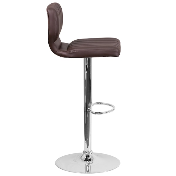 Flash Furniture Brown Vinyl Barstool, Adj Height, Frame Material: Metal - CH-132330-BRN-GG