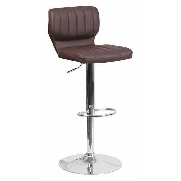 Flash Furniture Brown Vinyl Barstool, Adj Height, Frame Material: Metal - CH-132330-BRN-GG