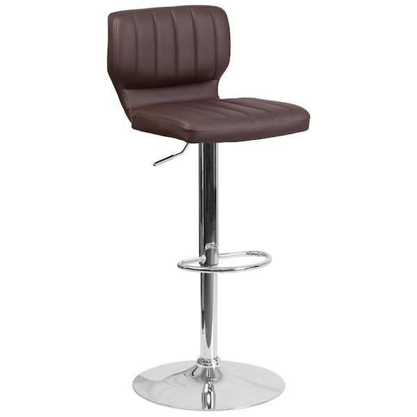 Flash Furniture Brown Vinyl Barstool, Adj Height, Frame Material: Metal - CH-132330-BRN-GG