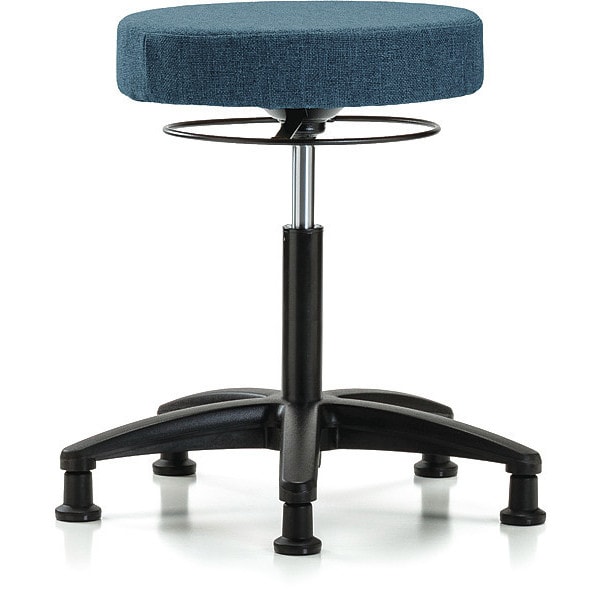 Blue Ridge Ergonomics Bench Stool, Med, Fabric, Glides, Blu - BR-FMBSO-RG-NF-RG-F43