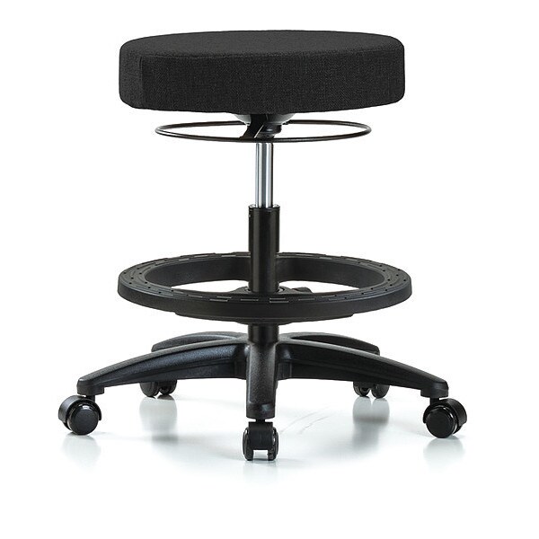 Blue Ridge Ergonomics Bench Stool, Med, Fabric, BF, Casters, Blk - BR-FMBSO-RG-BF-RC-F42
