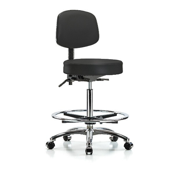 Blue Ridge Ergonomics Ben Stool, Hi, Vinyl, Bk, CF, Cast, BLK - BR-VHBST-CR-T1-CF-CC-8540