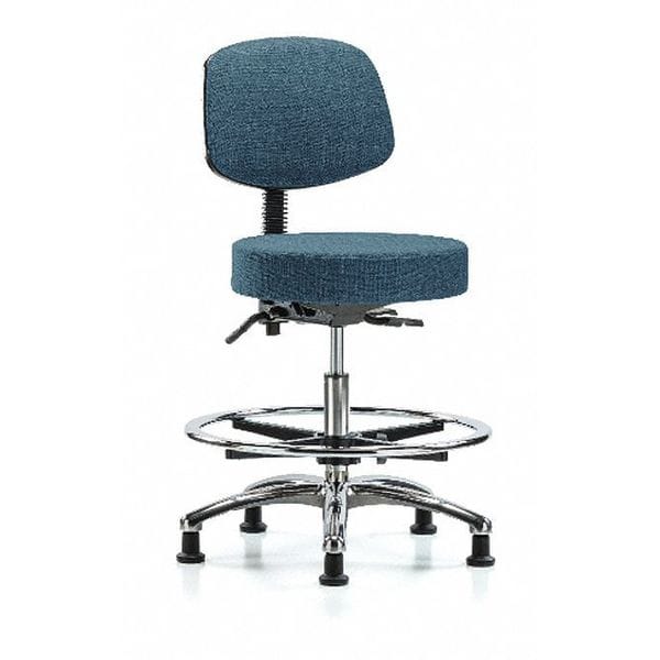 Blue Ridge Ergonomics Bench Stool, Med, Fab, Bk Chrm, CF, Gld Blu - BR-FMBST-CR-T0-CF-RG-F43