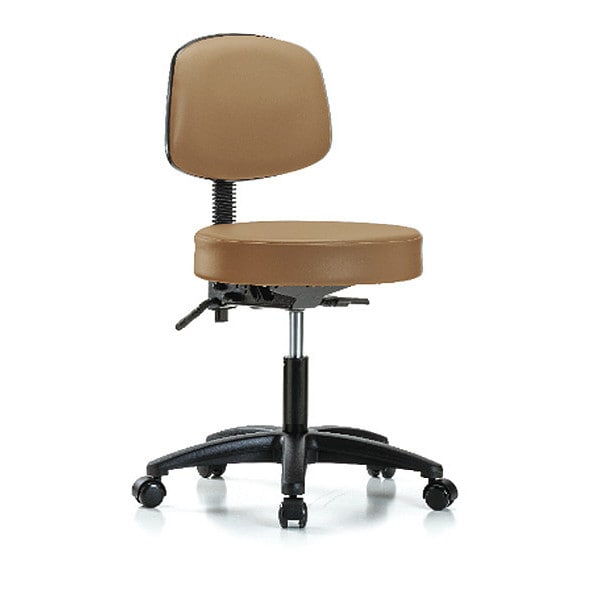 Blue Ridge Ergonomics Desk Stool, Vinyl, Bk, Tilt Casters, Taupe - BR-VDHST-RG-T1-RC-8584