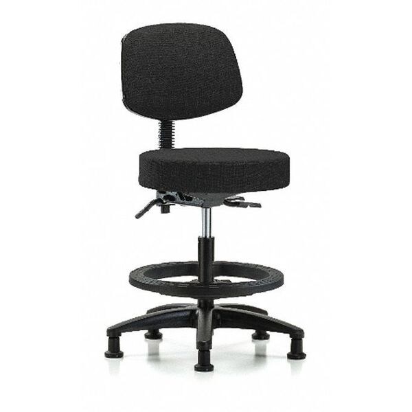 Blue Ridge Ergonomics Bench Stool, Med, Fab, Bk, BF, Glides, Blk - BR-FMBST-RG-T0-BF-RG-F42
