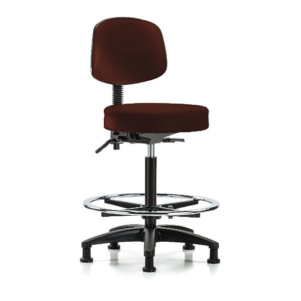 Blue Ridge Ergonomics Bench Stool, Hi, Vin, Bk, Tilt, CF, Gld, Burg - BR-VHBST-RG-T1-CF-RG-8569