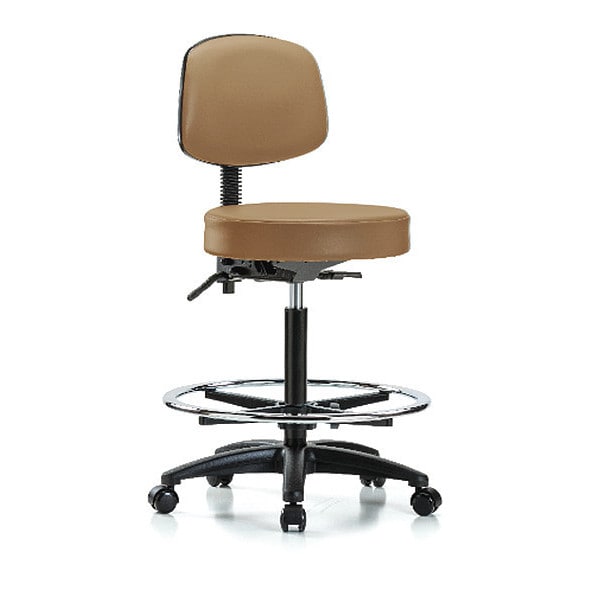 Blue Ridge Ergonomics Bench Stool, Hi, Vinyl, Bk, CF, Cast, Taupe - BR-VHBST-RG-T1-CF-RC-8584