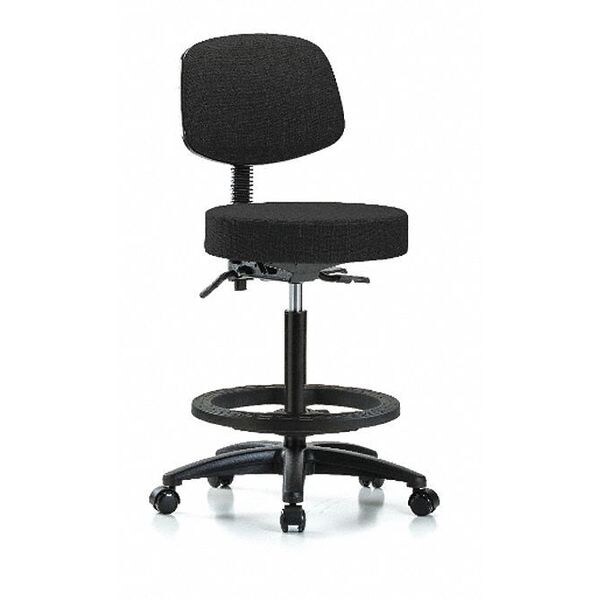 Blue Ridge Ergonomics Bench Stool, Hi, Fabric, Bk, BF, Casters, Blk - BR-FHBST-RG-T0-BF-RC-F42