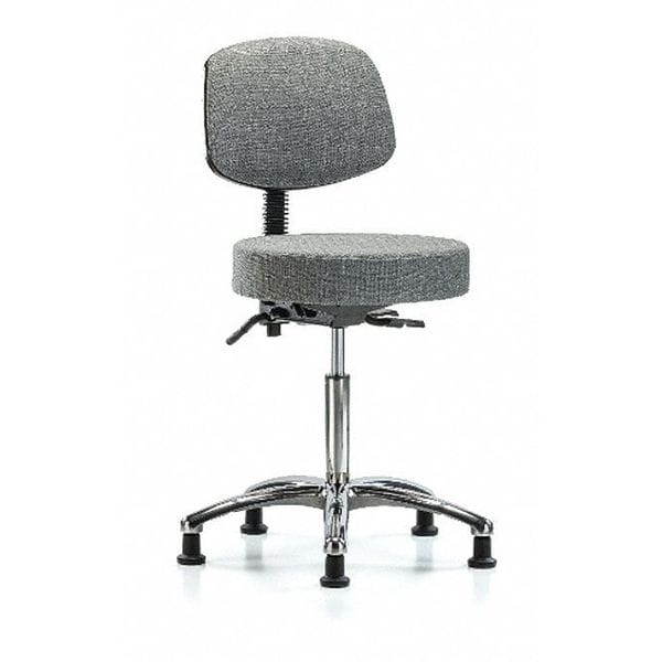 Blue Ridge Ergonomics Bench Stool, Med, Fabric, Bk Chrm, Glids, Gry - BR-FMBST-CR-T0-NF-RG-F44